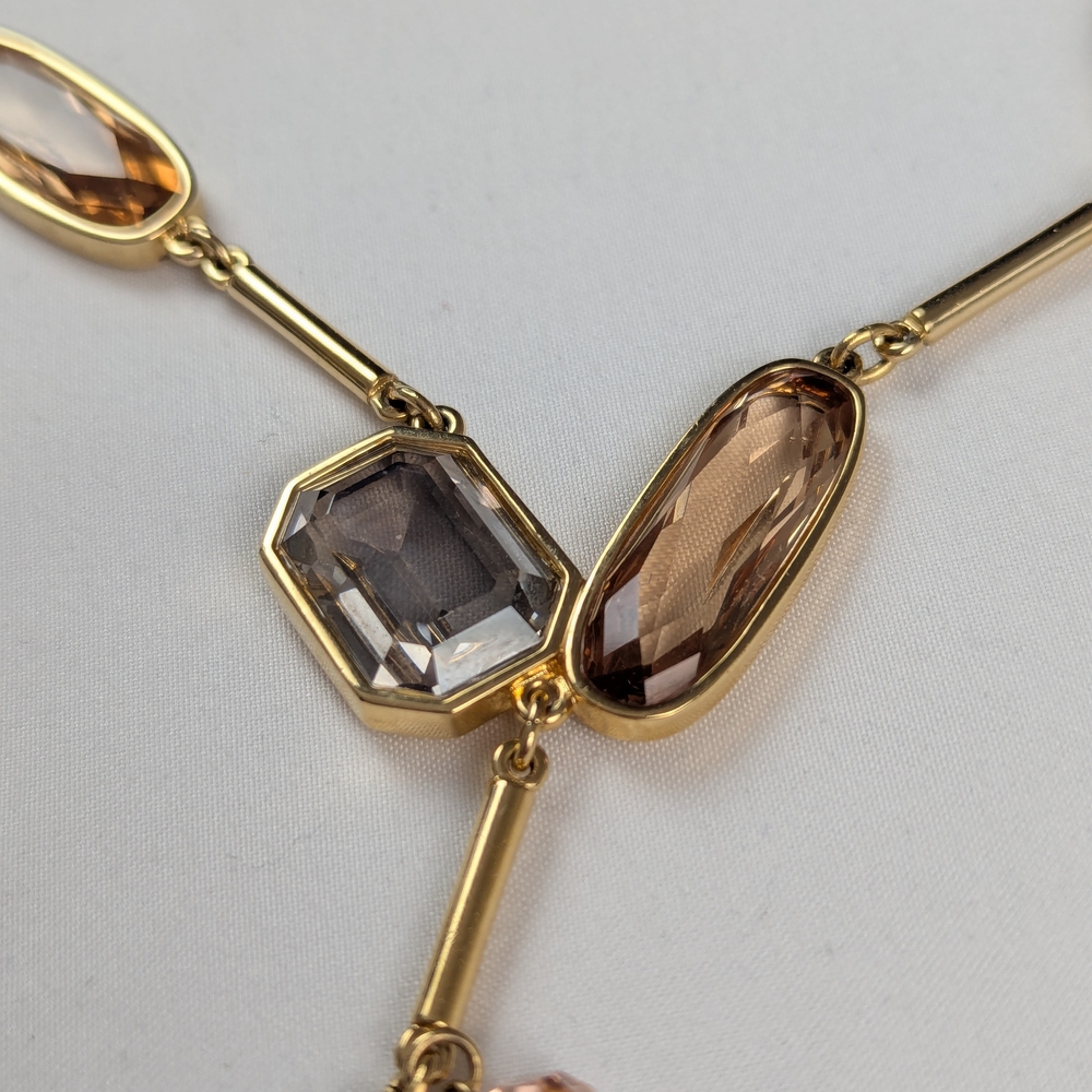 Authentic Swarovski Gold Plated Amber Topaz Austrian Crystal Necklace - Picture 9 of 10